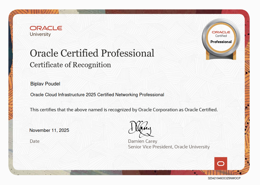 Oracle Cloud Infrastructure 2025 Certified Networking Professional